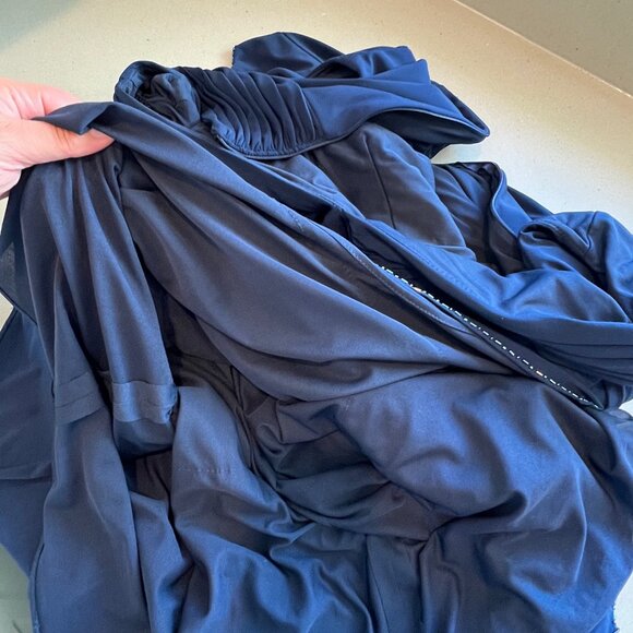 PATRA Navy Jersey Sleeveless Tiered Beaded Formal Evening Gown, Size 24W - Picture 11 of 12